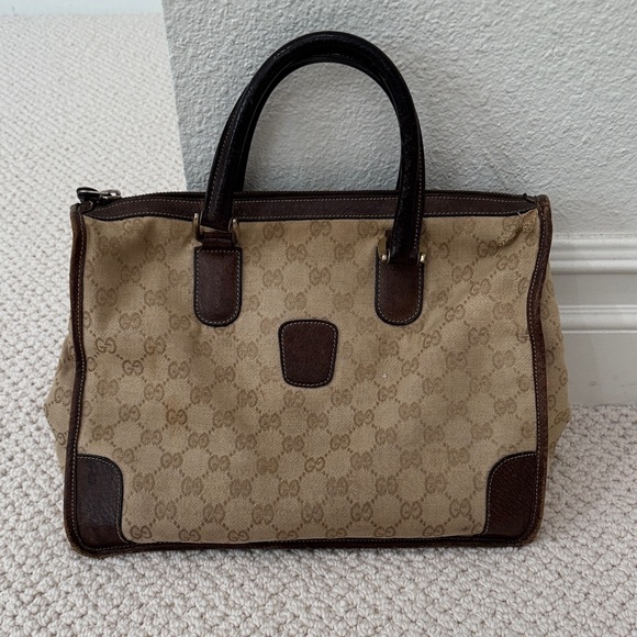 Gucci Handbags - GUCCI | Vintage Gucci Handbag Purse Iconic Beige and Dark Brown Logo